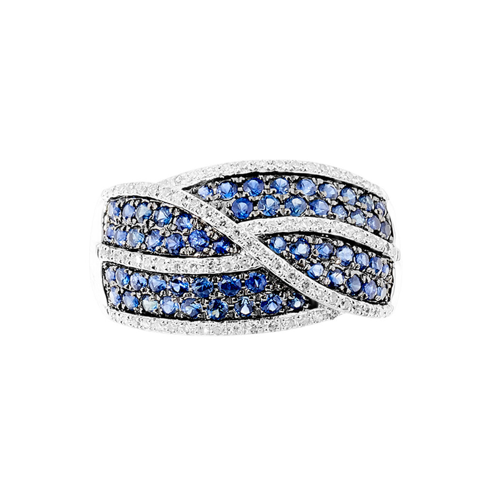 Bague Djoumana Or Blanc Saphir Et Diamant - Spannringe Damen | OROVIVO