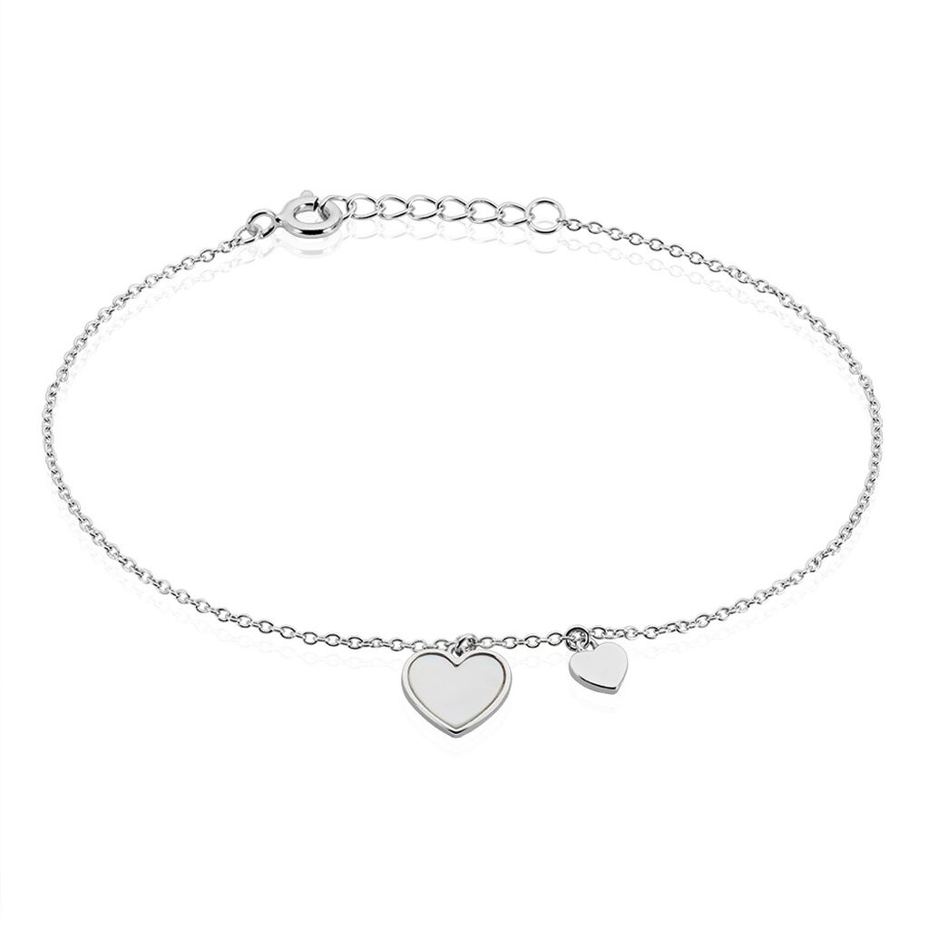 🦚 Damenarmband Silber 925 Perlmutt Herz , Armband mit Stein
