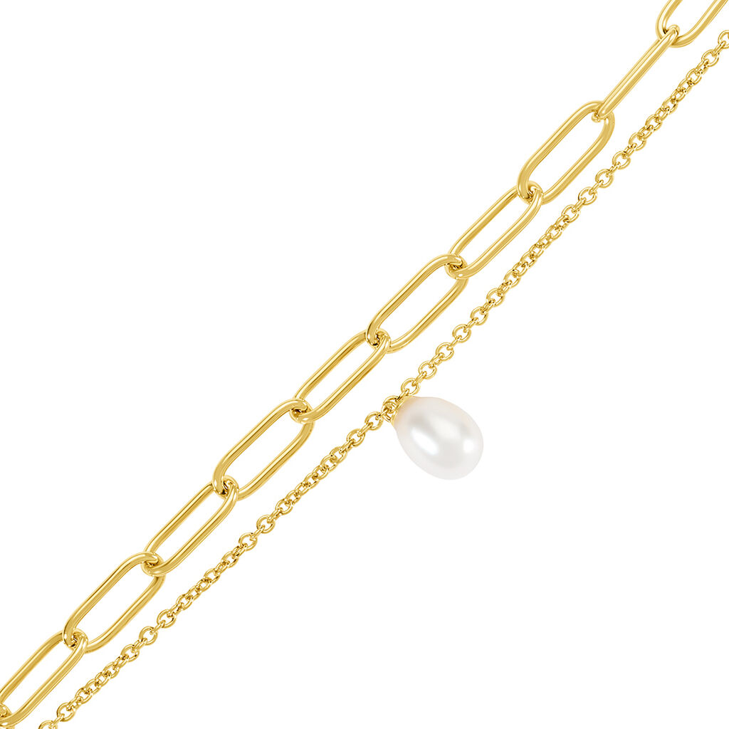 Harper Damen Armband Silber vergoldet 925 Zuchtperle Wei&szlig; B 4,5 mm