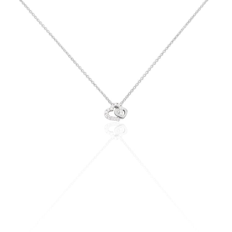 NEDELINA Damen Collier Silber 925 Zirkonia Wei&szlig; Herz - Halsketten Damen | OROVIVO