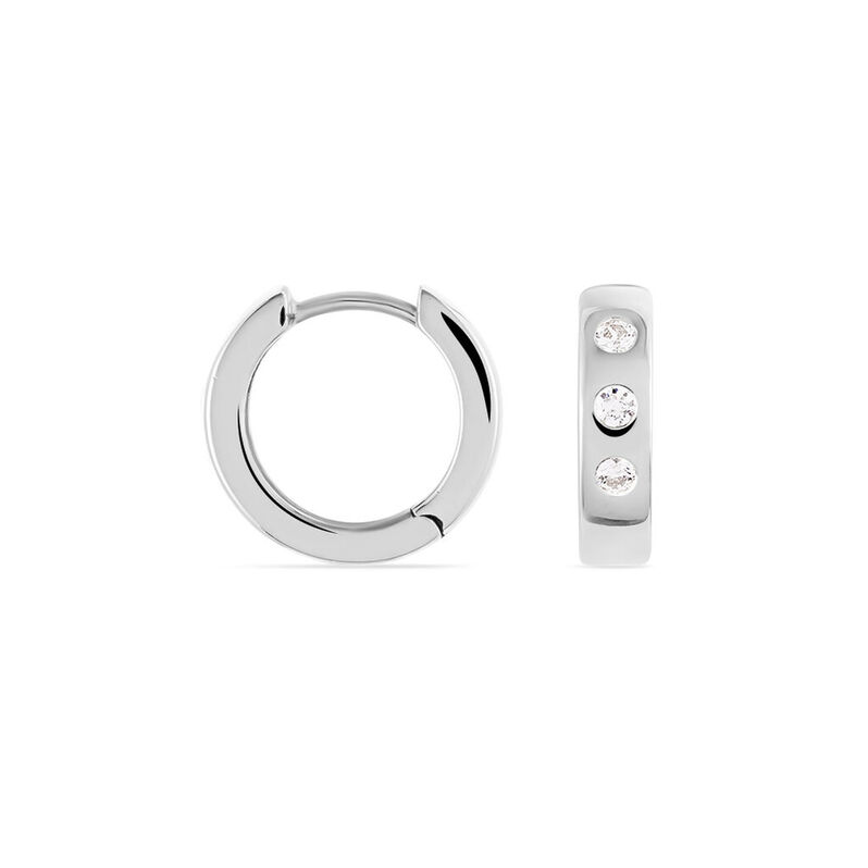 THORDIS Damen Creolen Silber 925 Zirkonia Wei&szlig; B 4 mm - Creolen Damen | OROVIVO