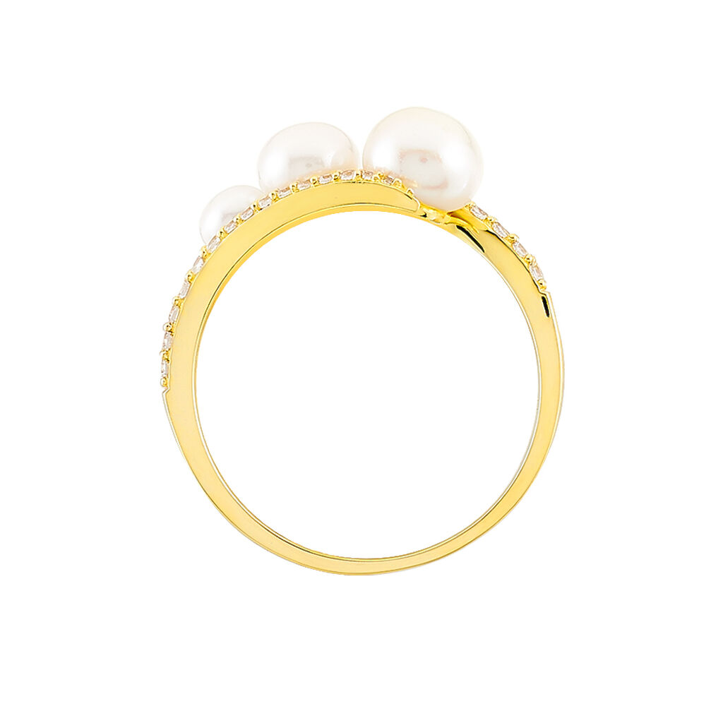 Bague Caleen Or Jaune Oxyde De Zirconium Et Perle De Culture - Spannringe Damen | OROVIVO