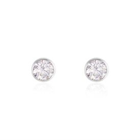 Damen Ohrstecker Weißgold 375 Zirkonia 4,5mm - Ohrstecker Damen | OROVIVO