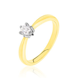 Solitärring Gold 585 Bicolor Diamant 0,2ct - Personalisierte Geschenke Damen | OROVIVO