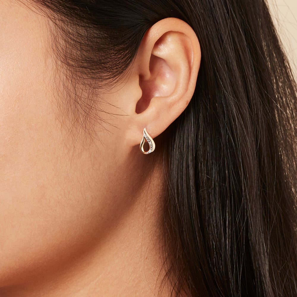 Damen Ohrstecker Gold 375 Diamant 0,01ct Goccie 