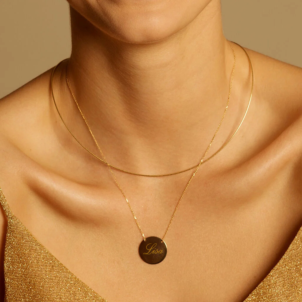 Damen Halskette Gold 375 Kreis gravierbar Liv