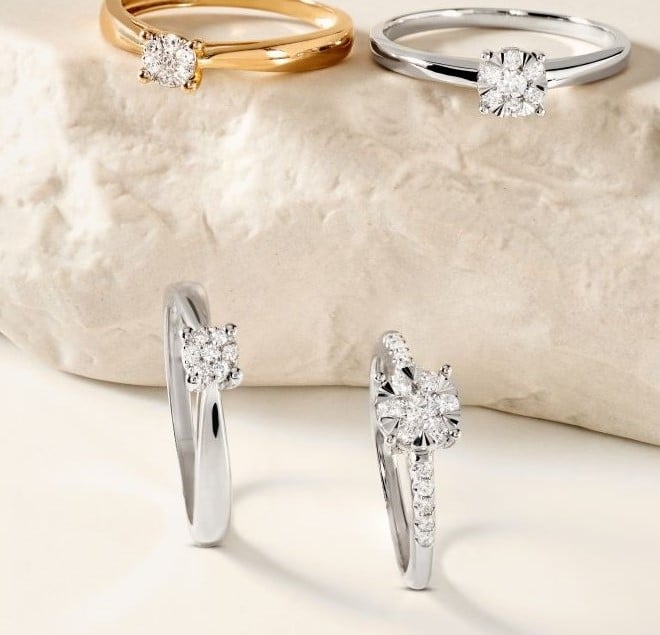 XFSRG Damen Ring Blumen Design - Gold & Silber Schmuck Für Hochzeit Party